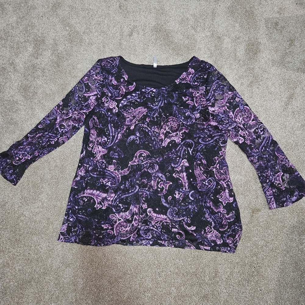 Purple Paisley Lace Women's Top